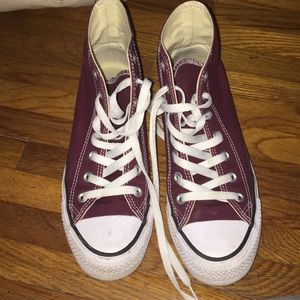 Maroon high top converse